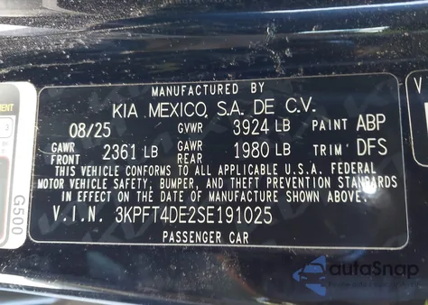 2025 Kia K4 Lxs z USA, uszkodzony, nr VIN 3KPFT4DE2SE191025